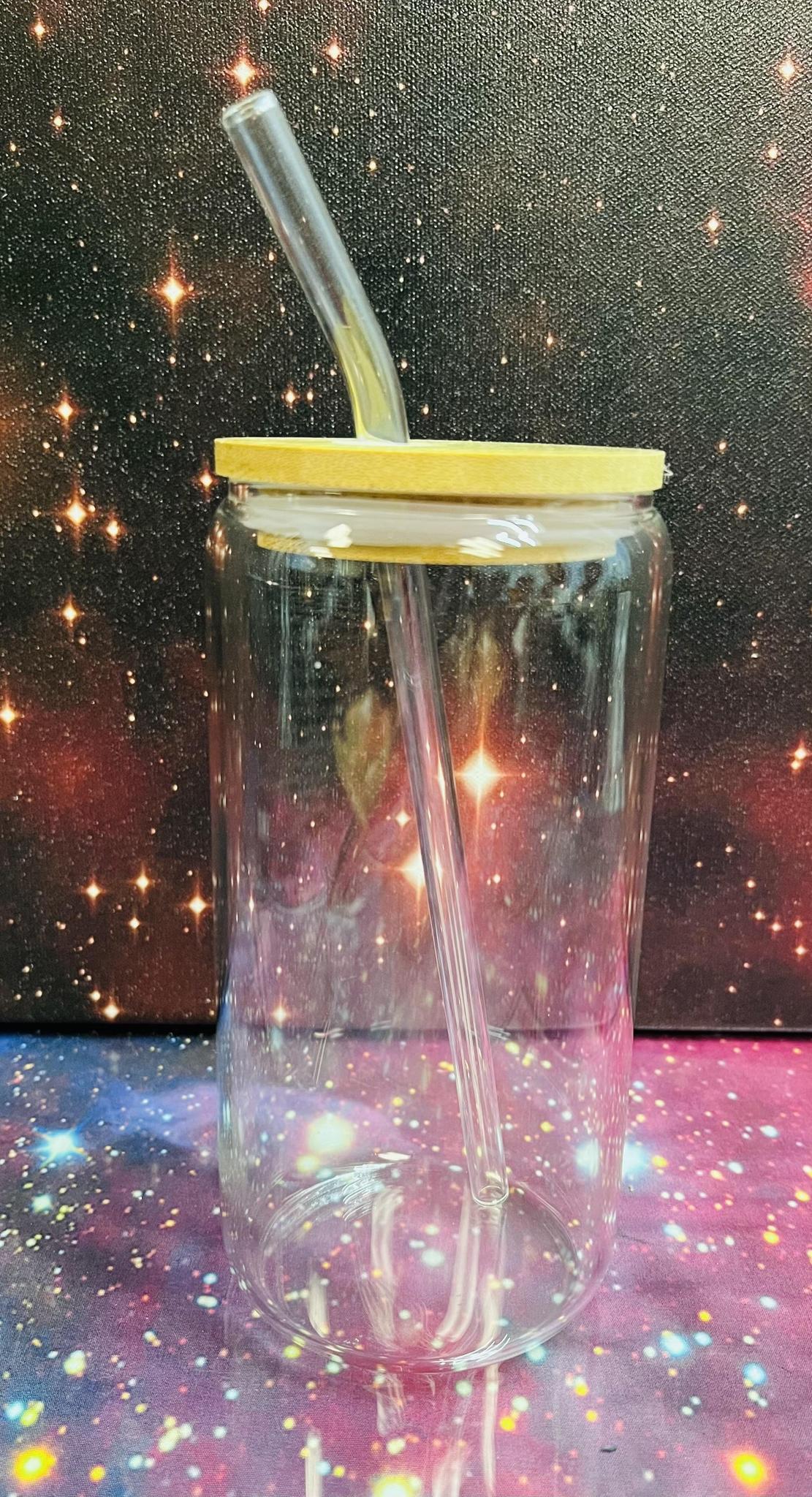 Glass Cup w/ Bamboo Lid & Straw